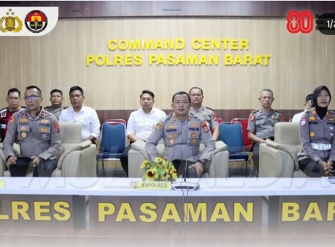 Kapolres Pasaman Barat memimpin zoom meeting persiapan Operasi Ketupat 2026